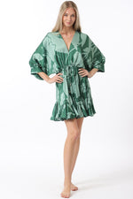 Tina Dolman Tie Front Mini  Dress - Green - BEST SELLER!!!