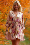 Tina Dolman Tie Front Mini  Dress - Rose/Plum - BEST SELLER!!!