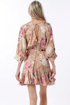 Tina Dolman Tie Front Mini  Dress - Rose/Plum - BEST SELLER!!!