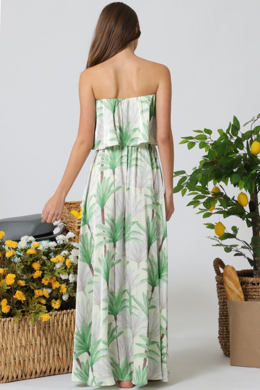 palm leaf bridesmaid dress Off-White Palm Fan Midi Dress – ban.do main image 1