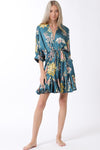 Tina Dolman Tie Front Mini  Dress - TEAL - BEST SELLER!!!