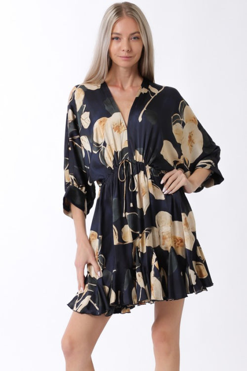 Tina Dolman Tie Front Mini  Dress - Navy - BEST SELLER!!!