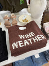 "Wine Weather" Long Sleeve Knit Sweater - BROWN