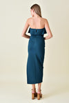 Tori Strapless Ruffle Hem Bodycon Midi Dress