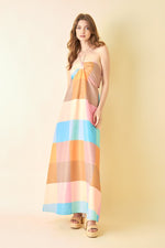 Iris Halter Squared Print Maxi Dress
