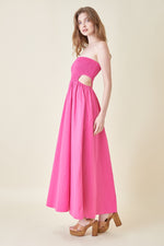 Seline Smocked Cutout Maxi Dress - Fuchsia