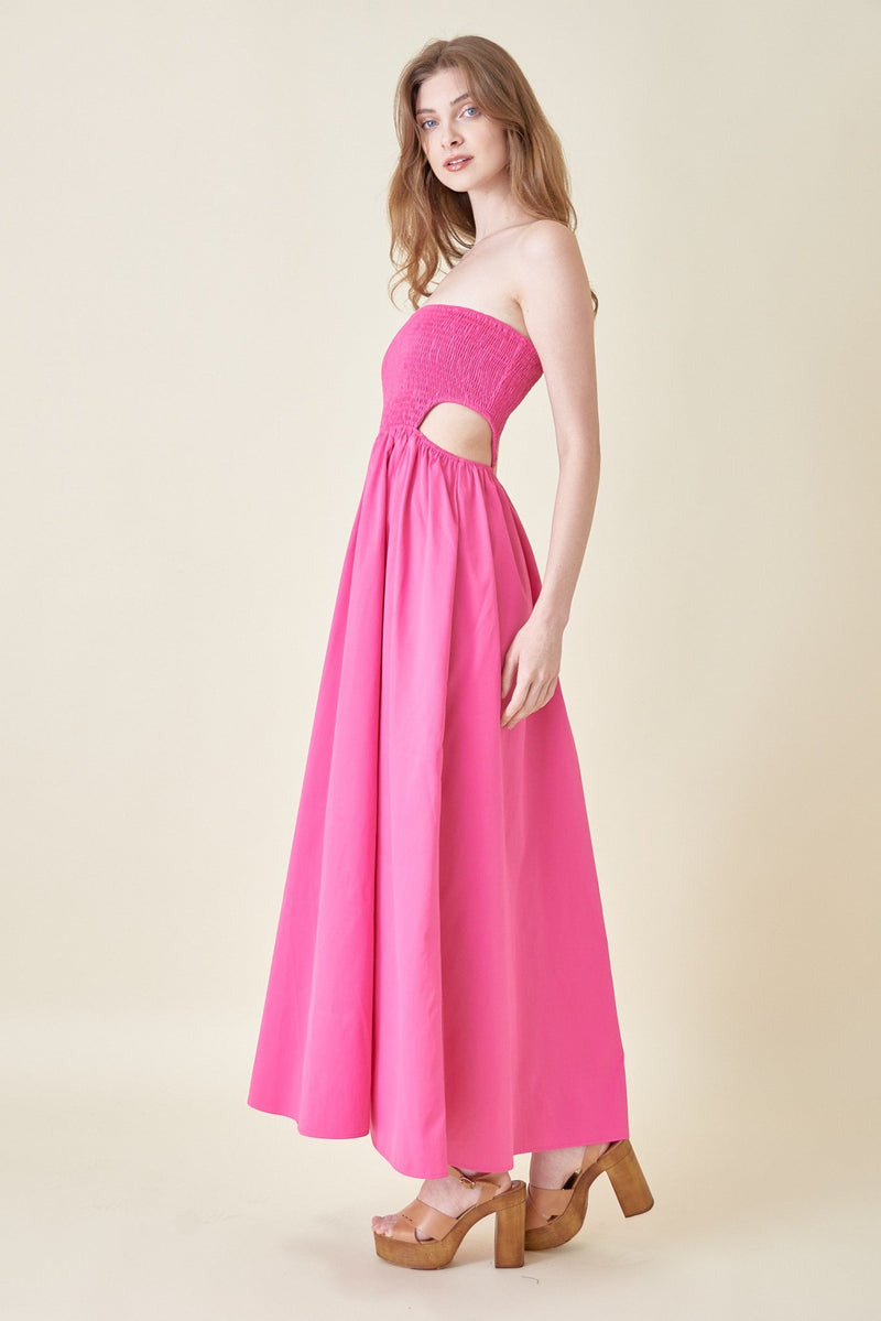 Seline Smocked Cutout Maxi Dress - Fuchsia