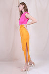 Tera Color Blocking Cut Out Midi Dress - Pink/Orange