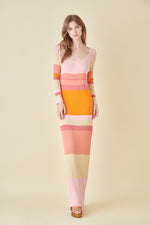 Kayla Stripe Long Sleeve Knit Maxi Dress