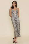 Divina Snake Print Wired Strapless Midi Dress