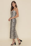 Divina Snake Print Wired Strapless Midi Dress