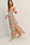 Kysta Off Shoulder Smocked Midi Dress - Tropical Print