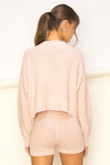 Christina Long Sleeve Knit Top and Short Set - Blush