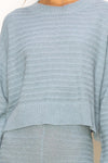 Christina Long Sleeve Knit Top and Short Set - Blue