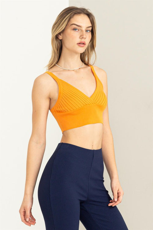Ellis Surplus Ribbed Crop Top - Orange