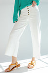 Roxy Cropped Twill Jean Trousers - White