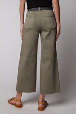 Roxy Cropped Twill Jean Trousers - Faded Olive