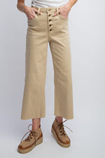 Roxy Cropped Twill Jean Trousers - Khaki