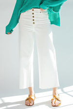 Roxy Cropped Twill Jean Trousers - White