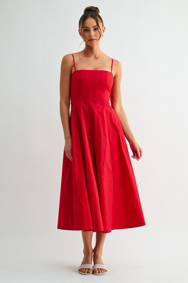 Katarin Square Neck Contour A-Line Midi Dress