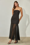 Linette Strapless Bodycon Flowy Sheer Bottom Panel Maxi Dress