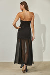 Linette Strapless Bodycon Flowy Sheer Bottom Panel Maxi Dress