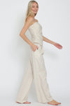 Cassia Linen Strapless Asymmetrical Top & Pants Set