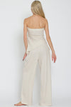 Cassia Linen Strapless Asymmetrical Top & Pants Set