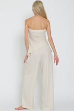 Cassia Linen Strapless Asymmetrical Top & Pants Set