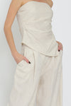 Cassia Linen Strapless Asymmetrical Top & Pants Set