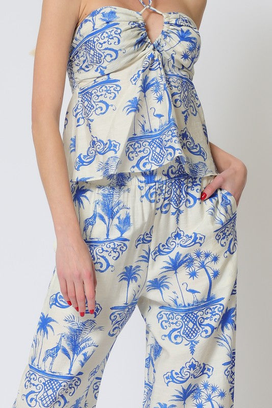 Bibi Halter Cut Out Top & Pants Set