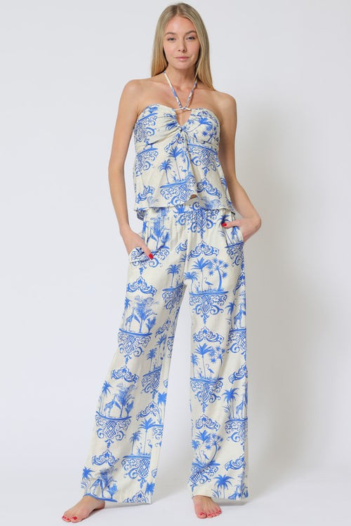 Bibi Halter Cut Out Top & Pants Set
