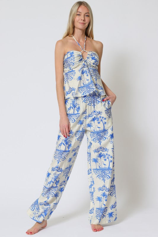 Bibi Halter Cut Out Top & Pants Set