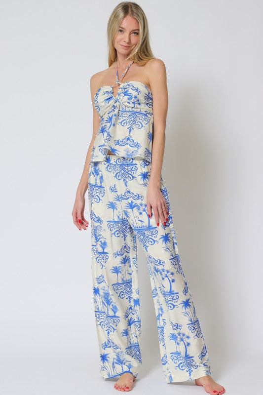 Bibi Halter Cut Out Top & Pants Set
