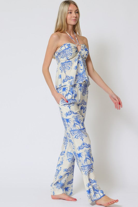 Bibi Halter Cut Out Top & Pants Set
