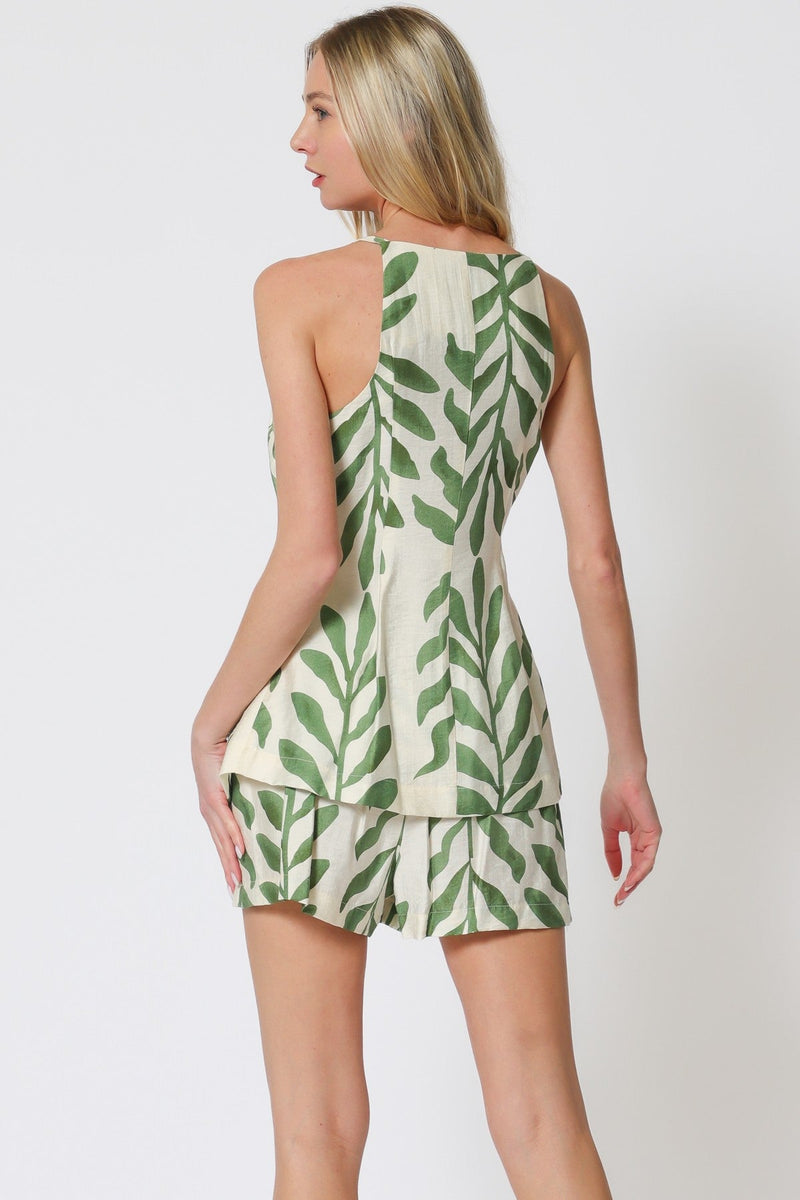 Ursa Linen Sleeveless Vest & Shorts Sets