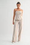 Lilani Strapless Tailored Gold Button Detail Top & Pants Set