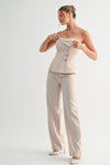Lilani Strapless Tailored Gold Button Detail Top & Pants Set
