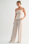 Lilani Strapless Tailored Gold Button Detail Top & Pants Set