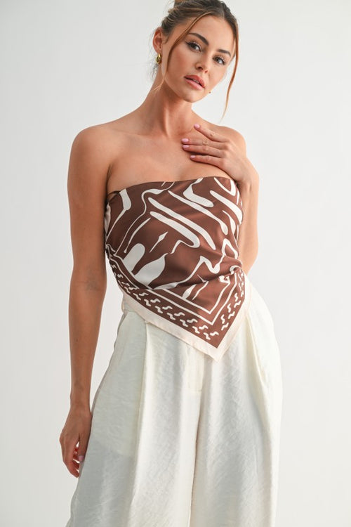 Wrenlee Strapless Tie Back Scarf Top