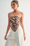 Wrenlee Strapless Tie Back Scarf Top