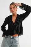 Krystalyn Long Sleeve Ruffle Detail Flowy Top