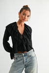 Krystalyn Long Sleeve Ruffle Detail Flowy Top