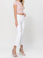 Isa High Rise Contrast Stitching Crop Jean