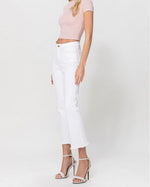 Isa High Rise Contrast Stitching Crop Jean