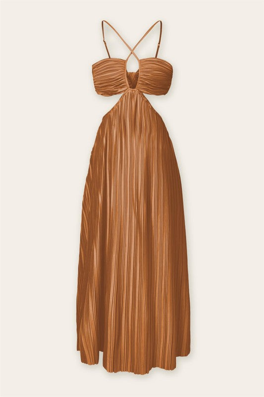 Kassia Cut Out Midi Dress - Rust