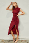 Leanna Cap Sleeve Midi Dress - Burgundy