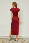 Leanna Cap Sleeve Midi Dress - Burgundy