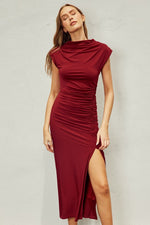 Leanna Cap Sleeve Midi Dress - Burgundy