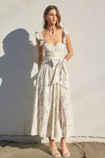 Jada Bustier Flutter Sleeve Maxi Dress - Lavender Floral
